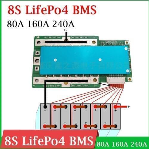 8S 24V 80A 160A 240A BMS 3.2V LifePo4 Lithium Iron Phosphate Protection Board High Current Inverter Motorcycle car start