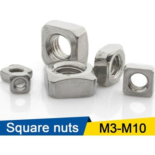 Luhuichang 5-50pcs A2 Stainless Steel M3 M4 M5 M6 M8 M10 Square Nuts Din557