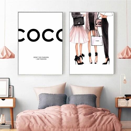 Fashion Girl Logo Super Model Wall Art Canvas Painting Watercolor Nordic Posters And Prints Wall Pictures For Living Room Decor