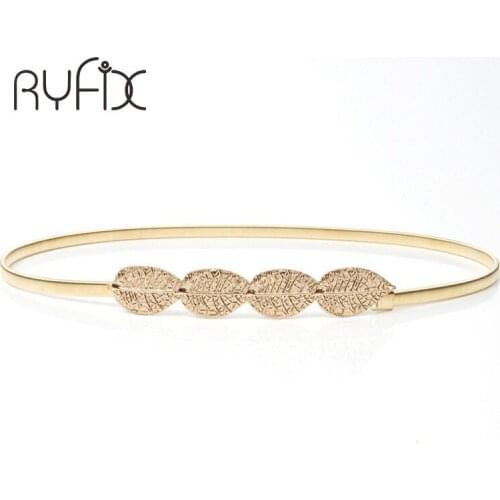 2021 Fashion women elastic metal belt gold skinny belt Vintage Elastic Leaf gold/sliver high quality women waistband chain BL36