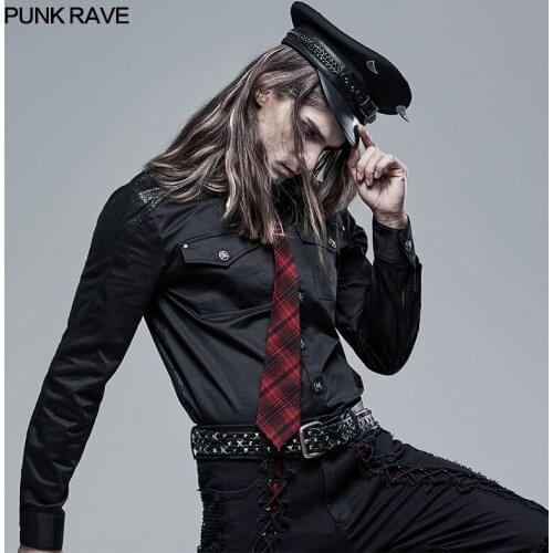 PUNK RAVE Mens Punk Adjustable Collar Stylish Tie Ghost Head Button Individuality Ties Appare Accessories