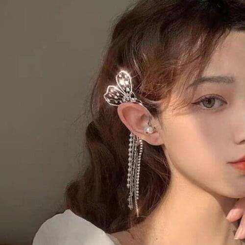 MWSONYA Fashion Colourful Rhinestone Hollow Butterfly Dangle Earrings for Women Chain Tassel Pendant Womens Accessories Jewelry