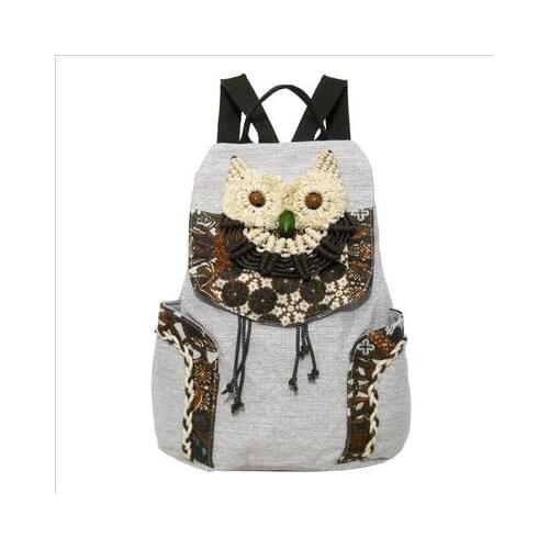 New Coming national string appliques casual shopping backpacks!Hot bohemian prints women hasp backrack All-match canvas backruck