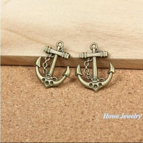 Wholesale 40 pcs Vintage Charms Anchors Pendant Antique bronze Fit Bracelets Necklace DIY Metal Jewelry Making