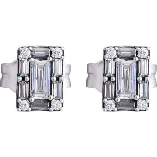 Square Earrings S925 Silver Jewelry Luminous Ice Stud Earrings For Sister Wife Mother Friend Gift E147