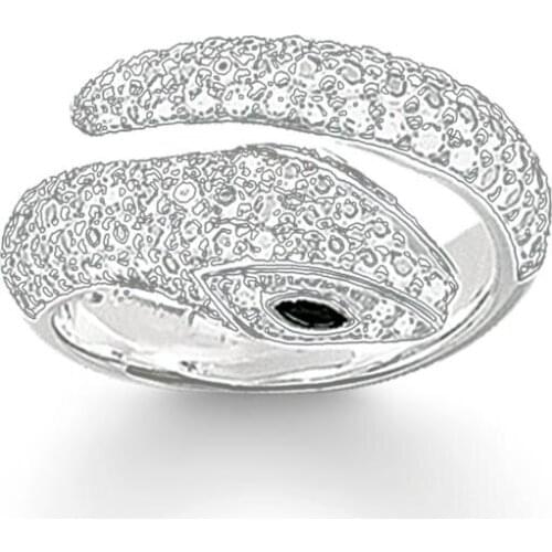 925 Sterling Silver White Zircon Open-end Snake Rings, Fashion Thomas Style Glam Opening Ring Jewelry Ts Soul Gift for Women Men