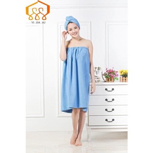 10 Colors Women Bath Towel Shower cap combination packages Wearable Microfiber Fabric Beach Towel Soft Wrap Skirt Towels