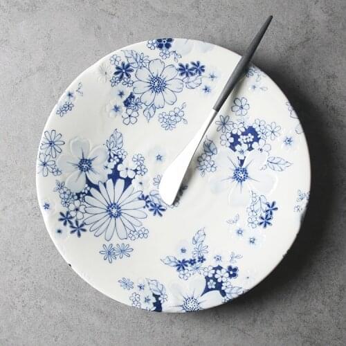 Dinnerware Plate Dishes Porcelain Under Glazed Round Made In Japan Cosmos Printed 8.5 Inches Cake Plates Food Dishes