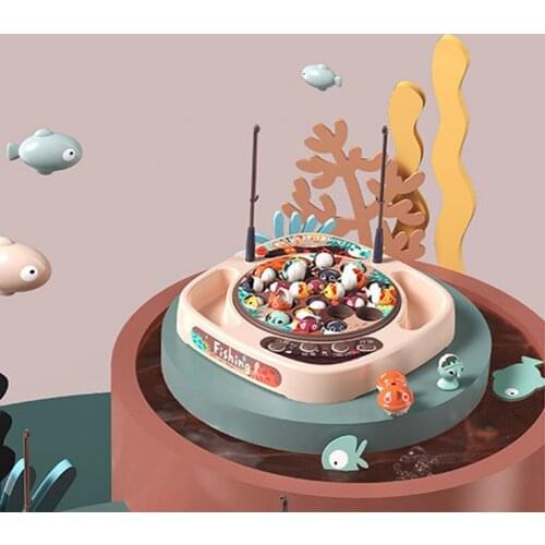 Durable Fishing Rotating Board Electric Educational Toy ABS Magnetic Musical Rotating Fishing Toys for Interactive Play