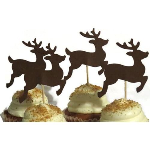Leaping Reindeer Christmas cupcake toppers Food Picks toothpicks wedding bachelorette bridal shower party decorations