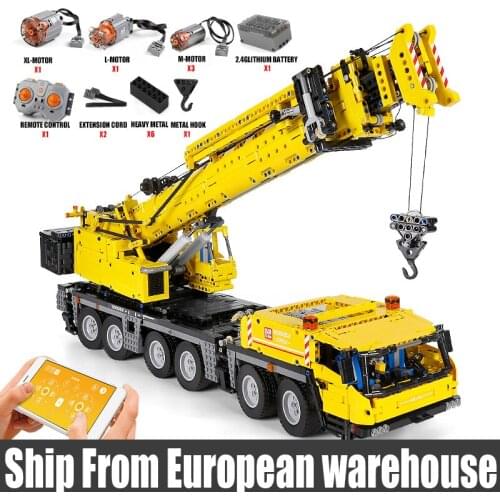 MOULD KING 17013H Assembly High-Tech Toys The APP RC Motorized Yellow GMK Crane Model Building Blocks Bricks Kids Christmas Gifs