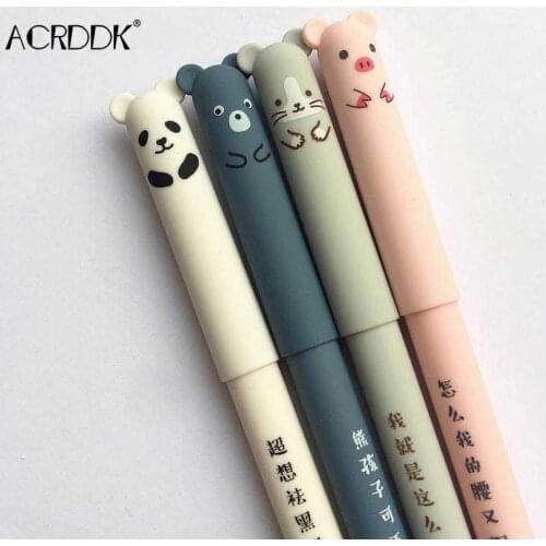 26Pcs Erasable Gel Pen 0.35mm Panda Cat Pens Washable Handle Gel Pen 0.35 mm Refill Rods Office School Stationery
