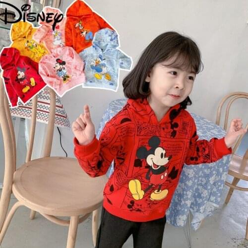 Disney Minnie Mickey Goofy Donald Duck Hoodie Boys' and Girls' Pullover Plush Sweater Baby Cartoon Thickened Winter Childrens
