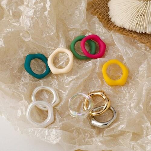 Acrylic Ring All Match Solid Color Creative Resin Ring Plastic Ring Finger Ring Geometric Acrylic Ring Women Jewelry Accessories