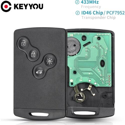 KEYYOU 10X Replacement Remote Key Car Key For Renault Megane Scenic Laguna Koleos Clio PCF7952 Chip 433MHZ 4 Buttons