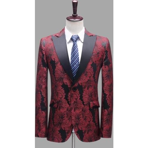 Chrysanthemum jacquard blazer men suits designs jacket mens stage costumes for singers clothes dance star style dress homme
