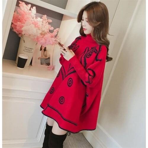 Sweater Cloak Women Oversize Autumn Winter New Korean Of The Long High Collar Loose Cape Pullover Female Bat Shirt Poncho Mujer
