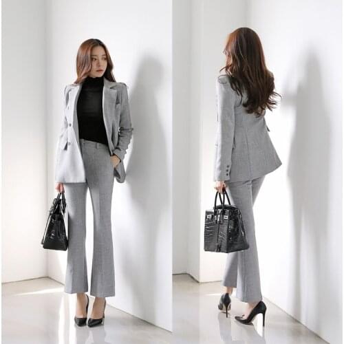 Woman suits lady suit office suit female 2019 fashion new style slim business OL solid color uniform two-piece suit
