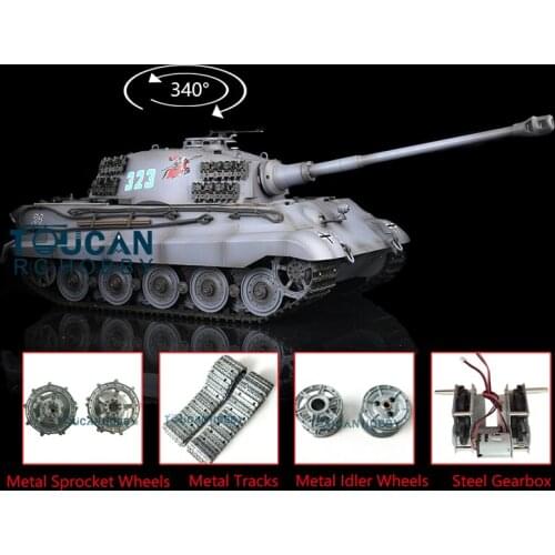 1/16 Heng Long Gray 7.0 Upgraded German King Tiger RTR RC Tank 3888A Metal Tracks TH17537-SMT4
