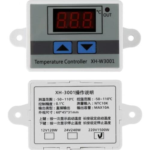 1pcs Professional W3001 Digital LED Temperature Controller 10A 220V AC Thermostat Control Switch Probe XH-3001 Home Gadgets