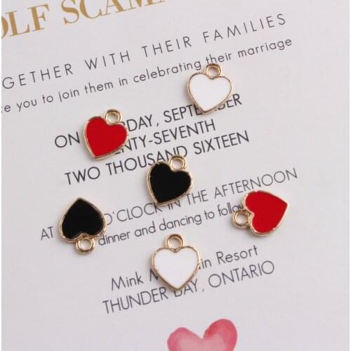 20PCS/Lot 10x12mm Zinc Alloy Enamel Charms Sweet Heart Charms for DIY Necklaces Bracelets Jewelry Accessories Metal Charms