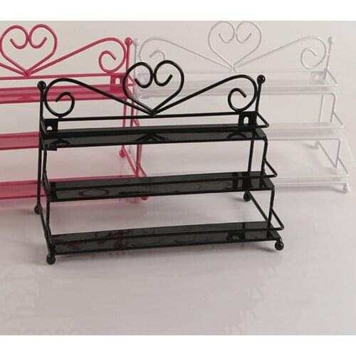3 Styles 3Tiers Cosmetic Varnish Display Stand Holder Heart Design Women Makeup Wall Rack Organizer Case Metal Nail Polish Shelf