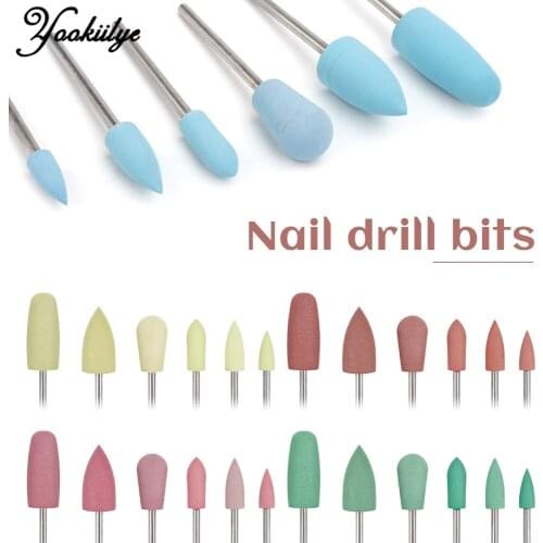 6pcs Rubber Silicone Nail Drill Bits Nail Remover Polishing Tool Accessories Milling Cutter Polishing Head for Manicure Machine