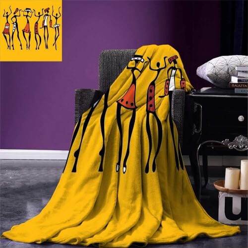 African Throw Blanket African Dancers Sketchy Characters Ethnic Group Clan Disco Happy Graphic Warm Microfiber