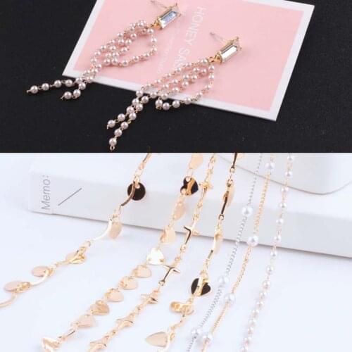 DIY Earrings accessories genuine gold plating jewelry making chain pearl love wafer handcrafted necklace bracelet material