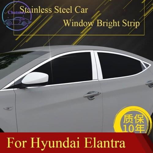 Stainless Steel Bar Car Window Trim for Hyundai Elantra Car Door Window Bright Strip Decoration Accessory