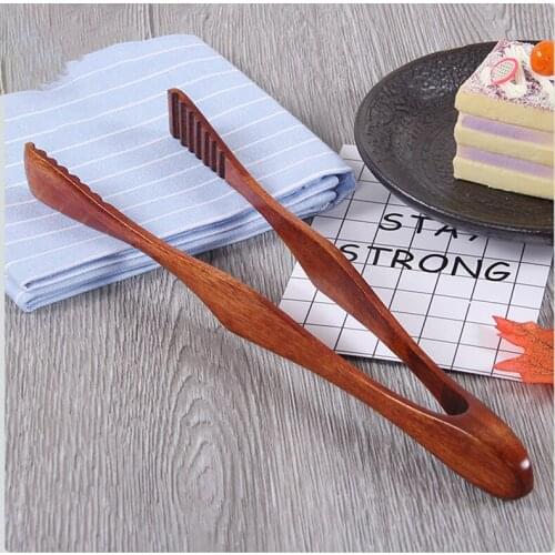 1 Pc Bamboo Cooking Kitchen Tongs Home Kitchen Utensil Food BBQ Tool Salad Bacon Steak Bread Cake Wooden Clip
