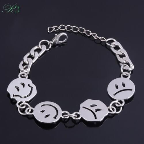 Kpop Steampunk Smile Emoticons Bracelets Hip Hop Street Dance Singer bangles Bracelet Woman Man Jewelry Joyas Best Friend Gift