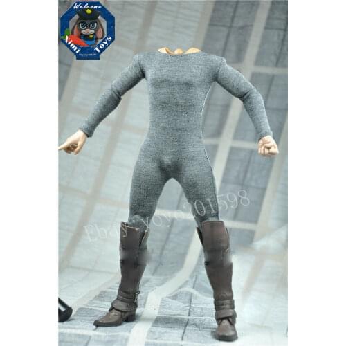 DIY 1/6 Scale Gray Jumpsuit Siamese Clothing For 12" HT Male Action Figure Doll