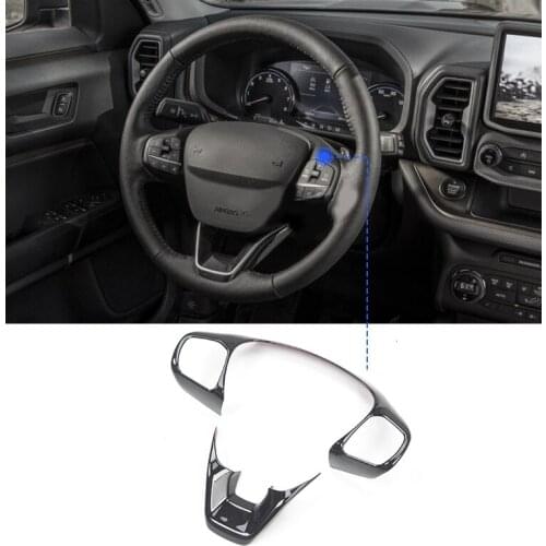 For Ford Bronco 2021 Car Steering Wheel Cover Button Trim Stickers Decoration Cover Trim Frame Black