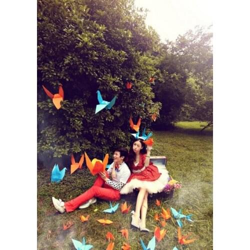 Home decoration colorful origami finished threading wedding decorations hanging jewelry holiday party paper birds 15cm