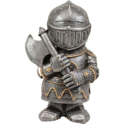Knight Gnomes Guard Cross Templar Crusader Figurine Suit of Armor Miniature Dwarf Gnome Ornament Statue Resin Outdoor Yard Decor