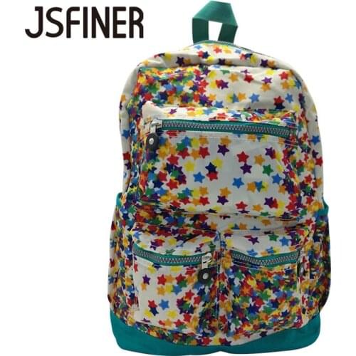 JSFINER Printing Star Backpack Fashion Youth Schoolbags for Teenager Girls Boys Large Capacity Mochila Escolar Backpack