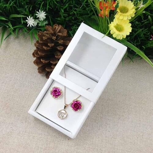 Necklace Card Window Box white 1Lot =50box +50 pcs inner Card Pearl White Necklace Box Gifg BOX Pendent Box / Earring Case