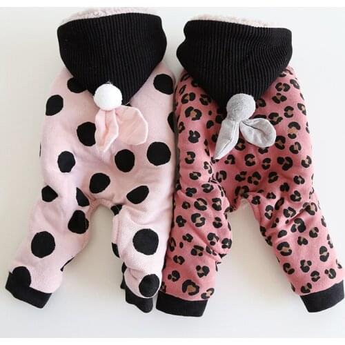 Cute Dot Leopard Dog Jumpsuit Small Dog Costume Outfit Garment Winter Dog Clothes Chihuahua Yorkshire Pomeranian Poodle Clothing