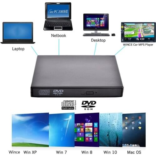 CD DVD Player Universal USB 2.0 Portable External Ultra Speed CD-ROM DVD Player Drive (random Colors)