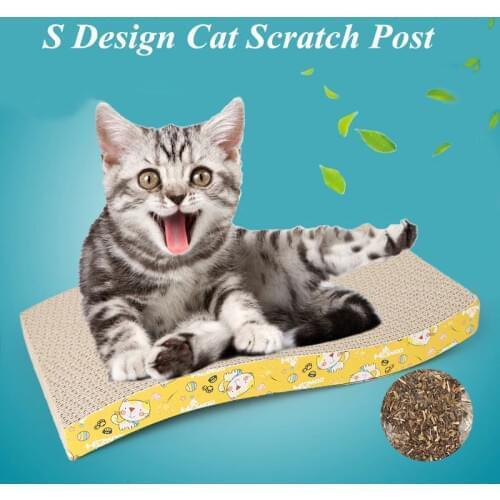 JCPAL Funny Cat Scratching Post With Catnip Corrugated Paper Durable Training Tool Cats Scratch Post Mats Kitten Bed Mat