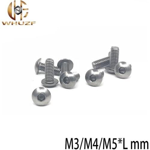 M3/M4/M5*L mm Stainless Steel 304 Round Head Screws Mushroom Hexagon hex Socket Button Head Screw Bolt
