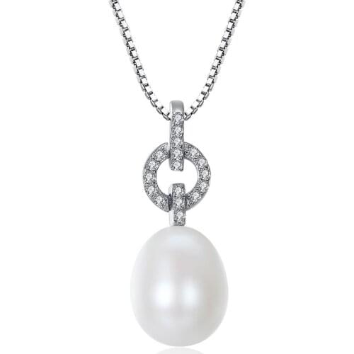 MetJakt S925 Sterling Silver 10-11mm Freshwater Pearl Moonlight Romantic Bridal Necklace