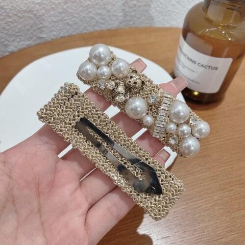 Fashion Pearl Barrette Cubic Zirconia Hair Clips for Women Bear Accessories Bridal Wedding Hair Jewelry Party Bride Headpiece