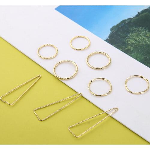 10pcs Copper plated 14K bag golden batch flower hollow ring circle geometric triangle DIY handmade earring material
