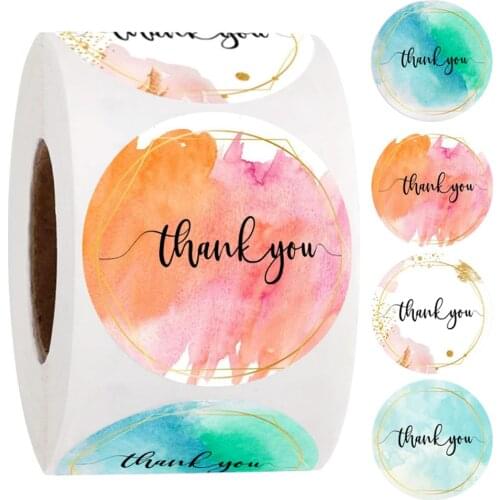 500 Pcs/roll Thank You Stickers Cute Pink Gold Labels For Small Business Or Wedding Gift Decor Sticker Stationery Supplies