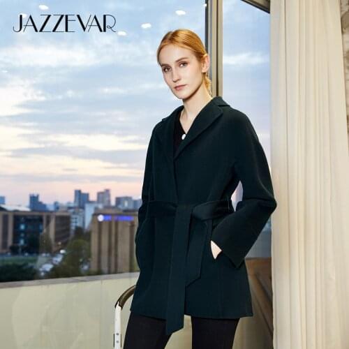JAZZEVAR 2020 Winter New Womens Classic Hand-sewn Cashmere Coats Female High Quality Double-faced Woollen Outerwear For Lady