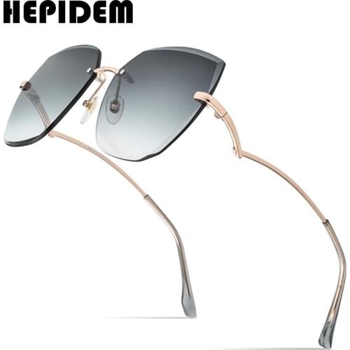 HEPIDEM Rimless Sunglasses Women 2020 New Luxury Brand Fashion High Quality Oversize Polygon Sun Glasses with Nylon Lens 5011