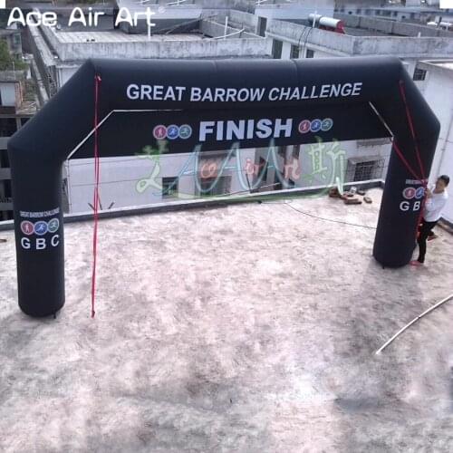 All black inflatable finish/start line with removable logos for BARROW CHALLENGE arch by professional supplier Ace Air Art