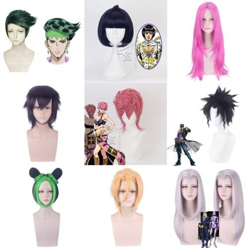 JOJOs Bizarre Adventure Cosplay Wig Leone Abbacchio Moody Blues Wig JOJO Golden Wind Head Costume Halloween Party Wigs